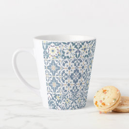 Caneca De Café Latte Mediterranean Tiles, Moroccan, Majolica, Azulejo