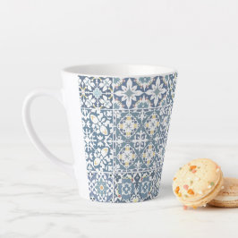 Caneca De Café Latte Mediterranean Tiles, Moroccan, Majolica, Azulejo