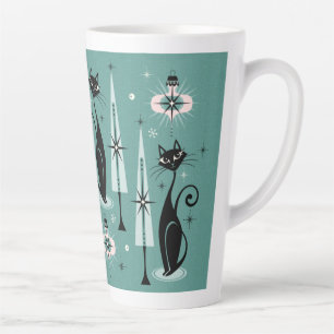 Caneca De Café Latte Meio século Feriado Meow Gatinho Natal