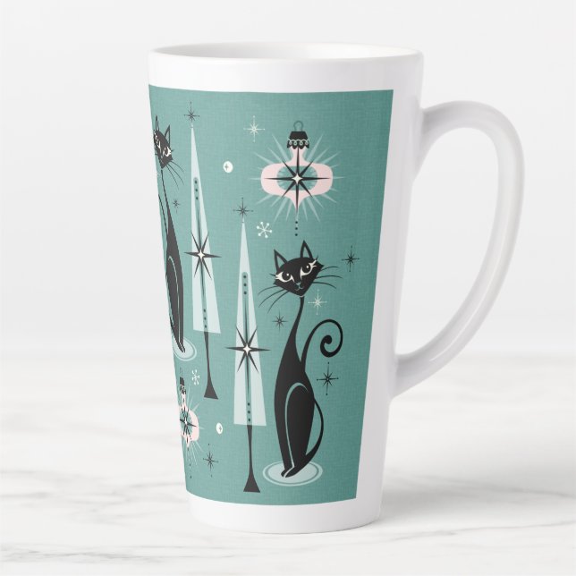 Caneca De Café Latte Meio século Feriado Meow Gatinho Natal (Direita)