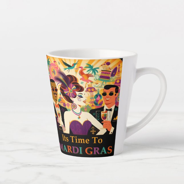 Caneca De Café Latte Meio século Mardi Gras Cocktail (Direita)