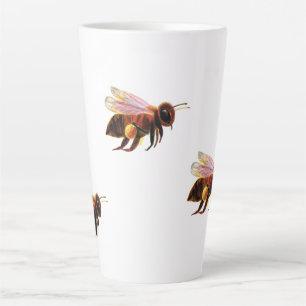 Caneca De Café Latte Mel Bee Voando
