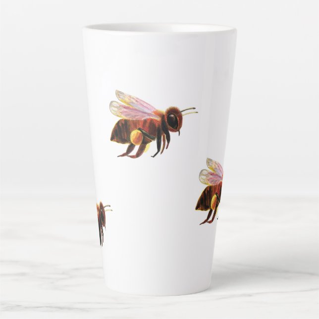 Caneca De Café Latte Mel Bee Voando (Frente)