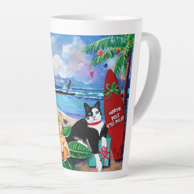 Caneca De Café Latte Mele Kalikimaka Gatinho Latte Mug (Ângulo direito)