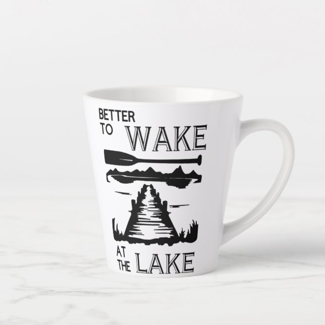 Caneca De Café Latte Melhor Acordar no Lago Café Mug (Direita)