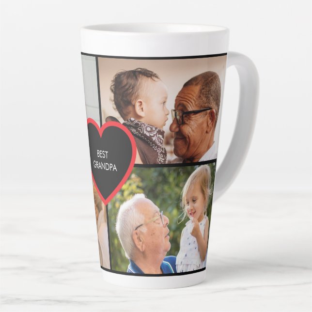 Caneca De Café Latte Melhor Avô 4 Fotos  (Ângulo direito)