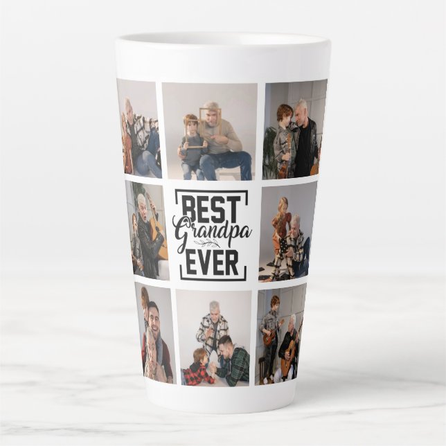 Caneca De Café Latte Melhor Avô, Colagem de Fotografias Latte Mug (Frente)