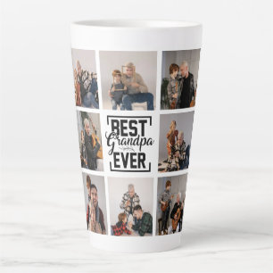 Caneca De Café Latte Melhor Avô, Colagem de Fotografias Latte Mug