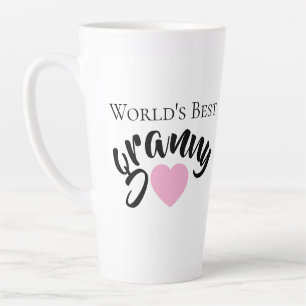 Caneca De Café Latte Melhor Avó do Mundo Fofo Coração Branco Elegante