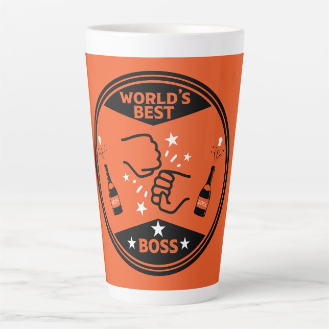 Caneca De Café Latte Melhor Chefe do Mundo (Frente)