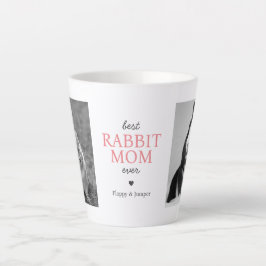 Caneca De Café Latte Melhor Coelho Mãe Colagem de Fotografias com Texto
