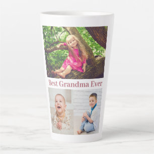 Caneca De Café Latte Melhor Colagem de Fotos da Avó Nunca