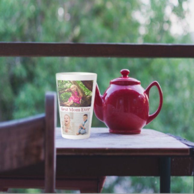 Caneca De Café Latte Melhor Colagem de Fotos de Mãe Nunca (Criador carregado)
