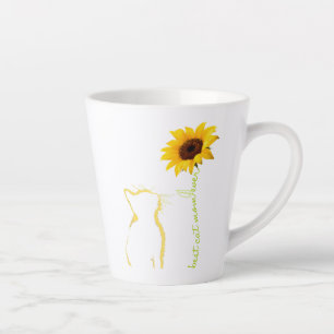 Caneca De Café Latte Melhor Gato Mãe De Cachorro De Girassol Mamãe De N