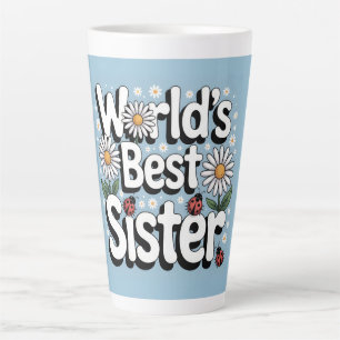 Caneca De Café Latte Melhor Irmã do Mundo Gráfico: Retrô Daisy e Joanin