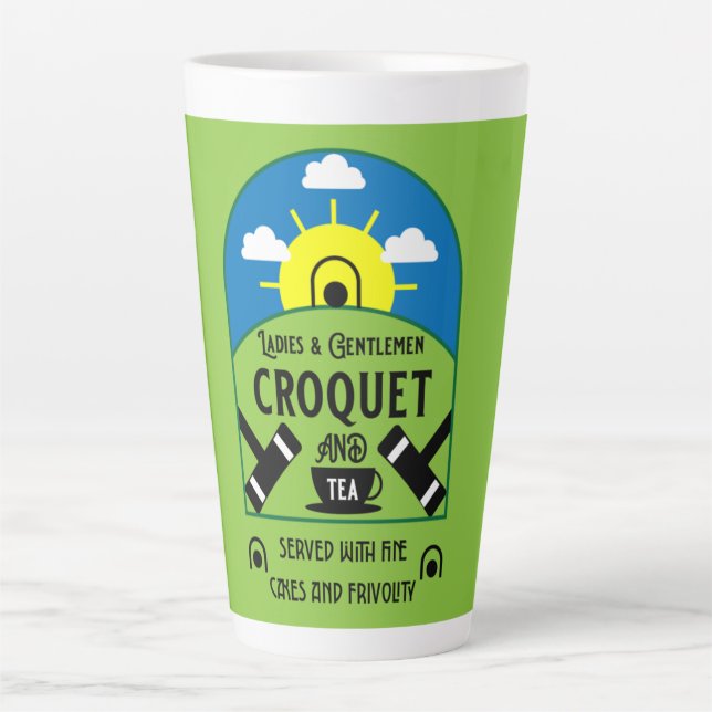 Caneca De Café Latte Melhor Jogo Croquet Engraçado (Frente)