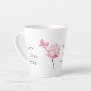 Caneca De Café Latte Melhor Mãe de Sempre, Lótus & Borboleta, Aniversár