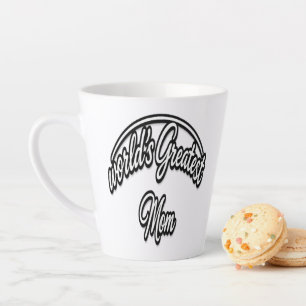 Caneca De Café Latte Melhor Mãe do Mundo Design Elegante em Letra Cursi