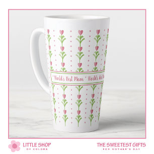 Caneca De Café Latte Melhor Mãe do Mundo Floral Rosa Personalizado Dia 