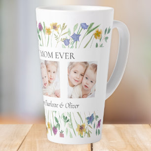 Caneca De Café Latte Melhor Mãe do Mundo Foto de Flor Silvestre Dia das
