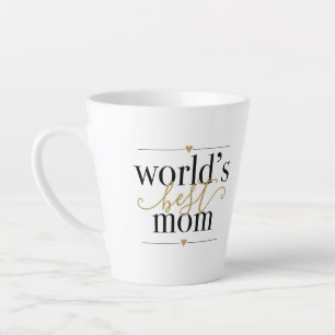 Caneca De Café Latte Melhor Mãe do Mundo Moderno Elegante Preto e Doura