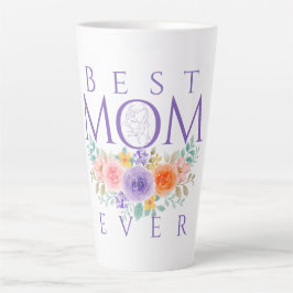 Caneca De Café Latte Melhor Mãe Já Flores, Dia de as mães