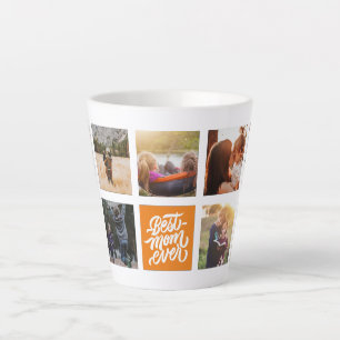 Caneca De Café Latte Melhor Mãe Já Personalizada Colagem de Fotos Laran