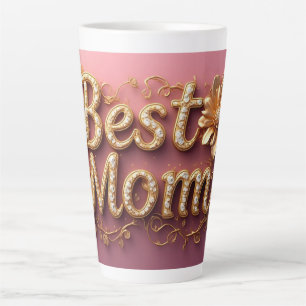 Caneca De Café Latte Melhor Mãe Letra Dourada