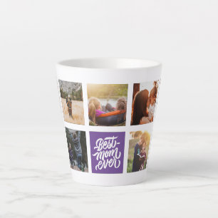 Caneca De Café Latte Melhor Mãe Nunca Personalizada Colagem de Fotos R