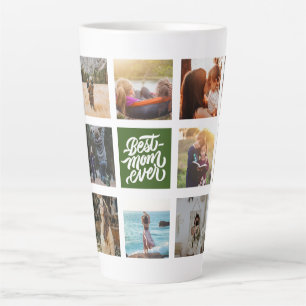 Caneca De Café Latte Melhor Mãe Nunca Personalizada Colagem de Fotos Ve