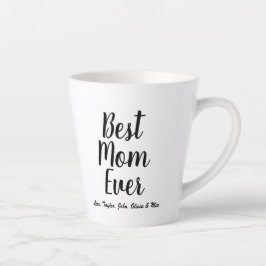 Caneca De Café Latte Melhor mãe - Script personalizado preto personaliz