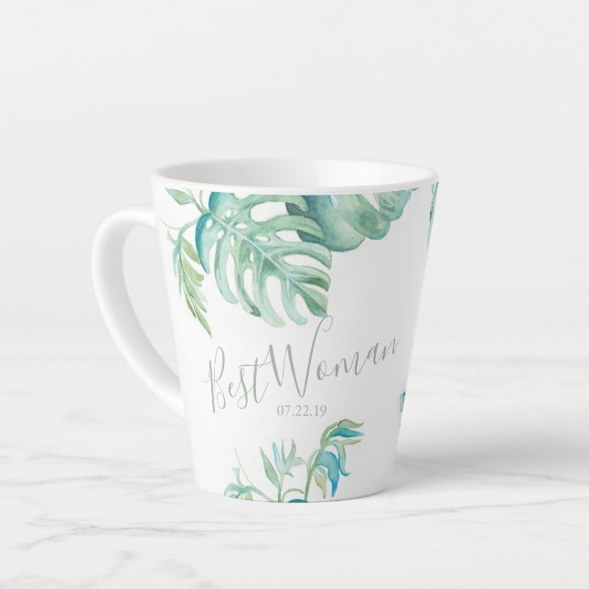 Caneca De Café Latte Melhor Mulher Aquarela Turtle Mug Mar (Ângulo esquerdo)