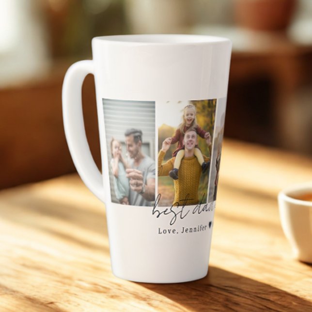 Caneca De Café Latte Melhor Pai De 4 Fotos Personalizadas (Criador carregado)