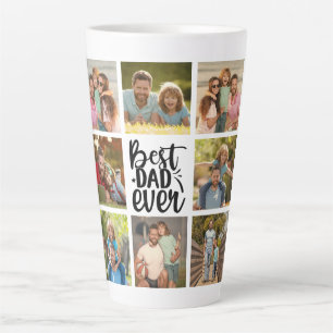Caneca De Café Latte Melhor Pai De Colagem De Fotos Nunca