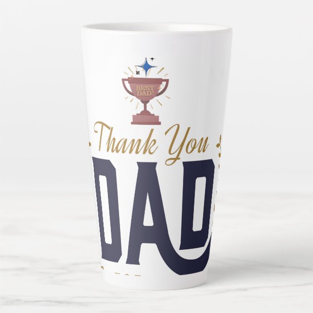 Caneca De Café Latte Melhor Pai – Design de Agradecimento (Frente)