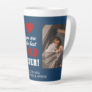 Caneca De Café Latte Melhor Pai do Mundo Coração Vermelho Azul 2 Foto