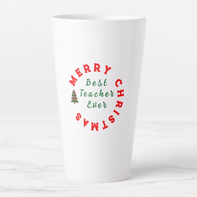 Caneca De Café Latte Melhor Professor de Todos os Tempos Presente - Agr (Frente)