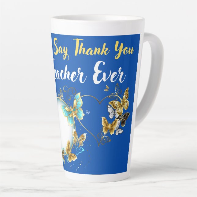 Caneca De Café Latte Melhor Professora Do Mundo (Ângulo direito)