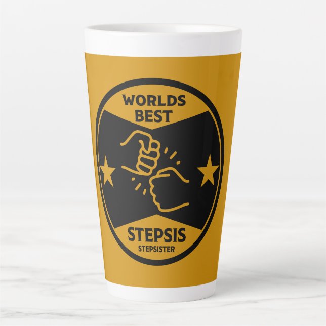 Caneca De Café Latte Melhor Stepirmã do Mundo (Frente)