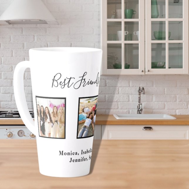 Caneca De Café Latte Melhores amigos para sempre nomes personalizados d (Criador carregado)