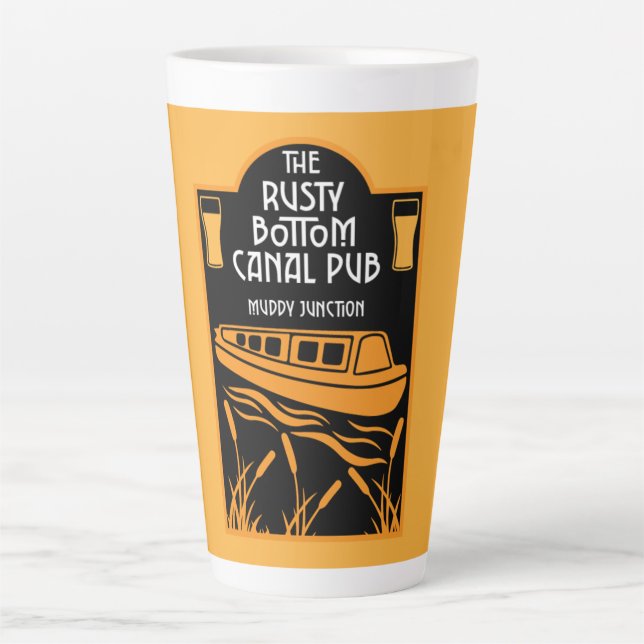Caneca De Café Latte Melhores Pubs Narrowboat (Frente)