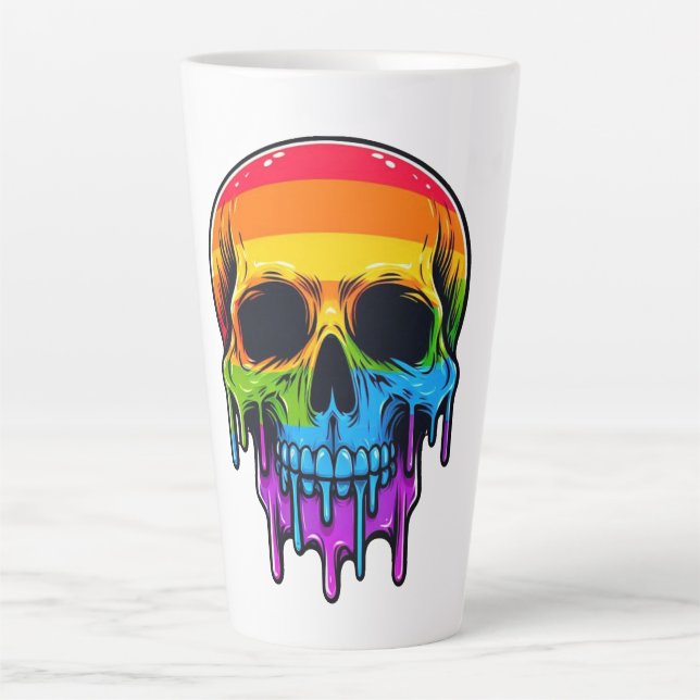 Caneca De Café Latte Melthing Rainbow Skull (Frente)