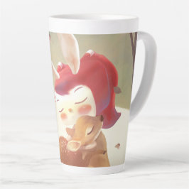 Caneca De Café Latte Menina Abraçando Veado