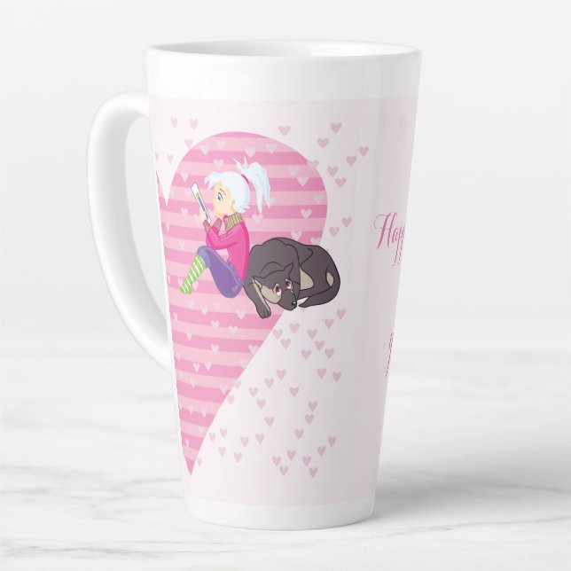 Caneca De Café Latte Menina apaixonada (Ângulo esquerdo)