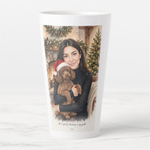 Caneca De Café Latte Menina beijando cachorrinho Poodle–Mãe de Poodle