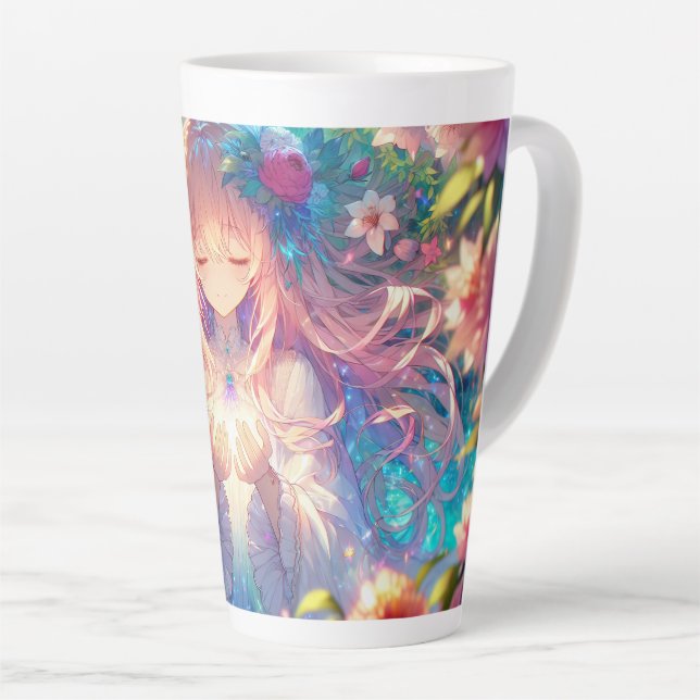 Caneca De Café Latte Menina de animação etérea mágica (Ângulo direito)