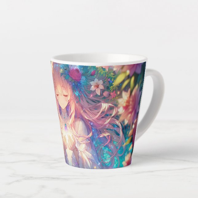 Caneca De Café Latte Menina de animação etérea mágica (Ângulo direito)