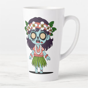Caneca De Café Latte Menina Havaiana Zumbi Fofa
