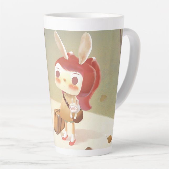 Caneca De Café Latte Menina perdida na floresta (Ângulo direito)