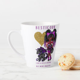 Caneca De Café Latte Meninas Amigas Presentes Preto Unicórn Besticorn M